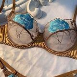 Blue Bloom Luxe | Satin Embroidered Lingerie Set