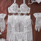 Feather Étoile | Lace Lingerie Set with Gloves