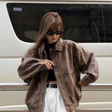 Vega Noir | Oversized Faux Leather Jacket with Vintage Brown Finish