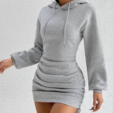 Zivara | Ruched Hoodie Dress