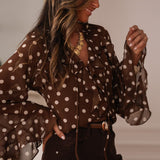 Celestia Monroe | Polka Dot Ruffle Blouse