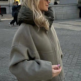 Urban Halo | Oversized Hooded Zip Jacket with Adjustable Hem