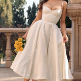 Arabella | Satin Sweetheart Corset Midi Dress
