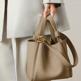 Aurelia Bucket | Structured Leather Tote with Gold Accents