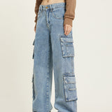 Lena Cargo | Vintage Wash Wide Leg Jeans