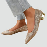 Starlisse | Pointed Toe Sparkle Low Heel Pumps
