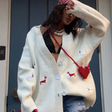 Dachsy Knit | Oversized Embroidered Cardigan with Button Front