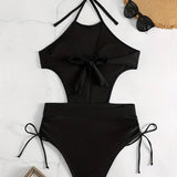 Mirage | Mesh Halter Tie Side One Piece Swimsuit