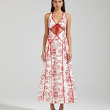 Delphine | Coastal Print Open-Back Maxi Dress