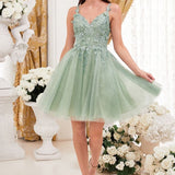 Seraphina Fleur | A-Line Floral Appliqué Cocktail Dress
