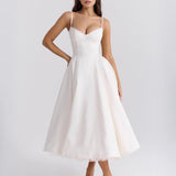 Arabella | Satin Sweetheart Corset Midi Dress