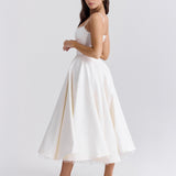 Arabella | Satin Sweetheart Corset Midi Dress