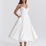 Arabella | Satin Sweetheart Corset Midi Dress