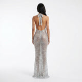 Virelia Celeste | Sequin Halter Maxi Dress