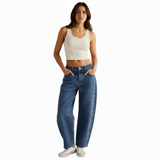 Calivra | Wide Leg Denim Trousers Mid Waist
