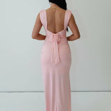 Alejandra | Satin Side Slit Maxi Dress