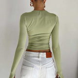 Lyvienne | Long Sleeve Stretch Jersey Crop Top