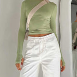 Lyvienne | Long Sleeve Stretch Jersey Crop Top