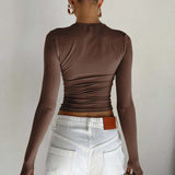 Lyvienne | Long Sleeve Stretch Jersey Crop Top