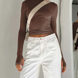 Lyvienne | Long Sleeve Stretch Jersey Crop Top