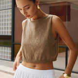 Cirella | Knit Cotton Blend Sleeveless Crop Top