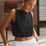 Cirella | Knit Cotton Blend Sleeveless Crop Top
