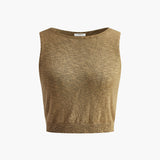 Cirella | Knit Cotton Blend Sleeveless Crop Top