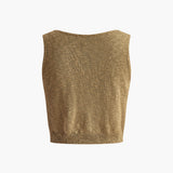 Cirella | Knit Cotton Blend Sleeveless Crop Top