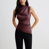 Virelisse | Faux Leather Tank Top Sleeveless Collarless Fit