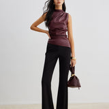 Virelisse | Faux Leather Tank Top Sleeveless Collarless Fit