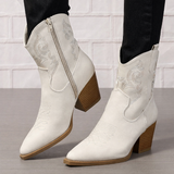 Sahara | Suede Cowboy Ankle Boots Easy Zip Comfort