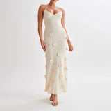 Floréa | Knit Floral Dress Sculpted Backless Elegance