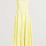 Élara Soleil | Yellow Elegant Midi Wedding Guest Dress