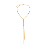 Golden Veil | Shimmering Knot Lariat Necklace