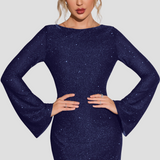 Felicity | Backless Lace Up Sequin Dress