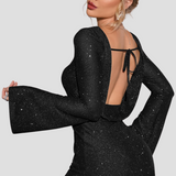 Felicity | Backless Lace Up Sequin Dress
