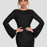 Felicity | Backless Lace Up Sequin Dress