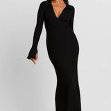 Valérie Noa | Ribbed V Neck Maxi Dress