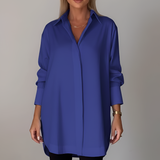 Renaya | Oversized Cotton Shirt Classic Color Button Front