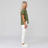 Linéa Sol | Linen Blouse Short Sleeves Button Front Collar