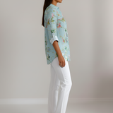 Florelle | Floral Cotton Shirt Three Quarter Sleeves