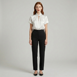 Silvara | High Neck Blouse Cut Out Short Sleeves