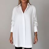 Renaya | Oversized Cotton Shirt Classic Color Button Front