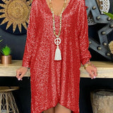 Margot Amise | Sequin Long Sleeve Evening Dress