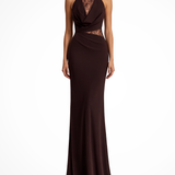 Althea Noëlle | Halter Lace Maxi Wedding Guest Dress