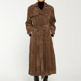 Rebecca | Suede Double Breasted Trench Coat