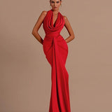Aurelian | Draped Halter Backless Evening Gown