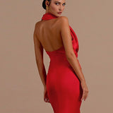 Aurelian | Draped Halter Backless Evening Gown