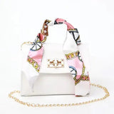 Maravelle | Leather Handbag with Silk Scarf Handle