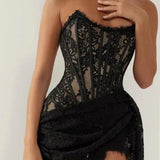 Saskia Étoile | Lace Corset Wedding Guest Maxi Dress